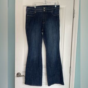 White House Black Market Dark Blue Skinny  Flare Everyday Soft Jeans size 14